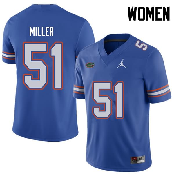 Women's NCAA Florida Gators Ventrell Miller #51 Stitched Authentic Jordan Brand Royal College Football Jersey SBD6565GU